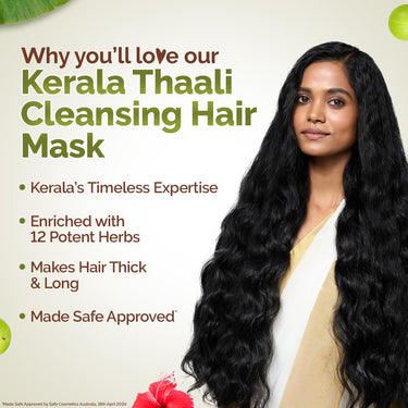 Mamaearth Kerala Thaali Cleansing Pre-Shampoo Hair Mask with Hibiscus, Shikakai, Amla, Flaxseed for Thick & Long Hair 200g | Ready To Use Thali | Gently Cleanses | Adds Shine | 100% Natural Herbs | 12 Potent Herbs